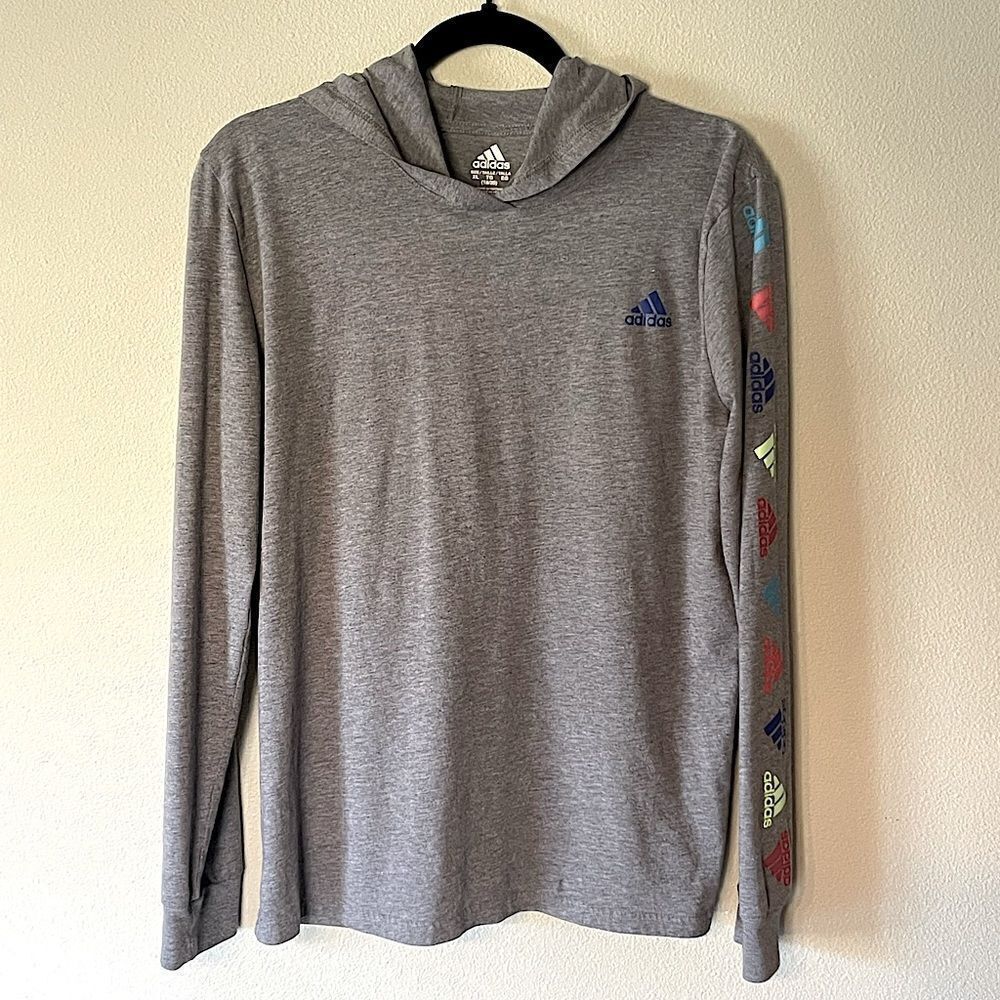 Adidas Youth, Light Gray, Long-Sleeve Hoodie. Size XL.
